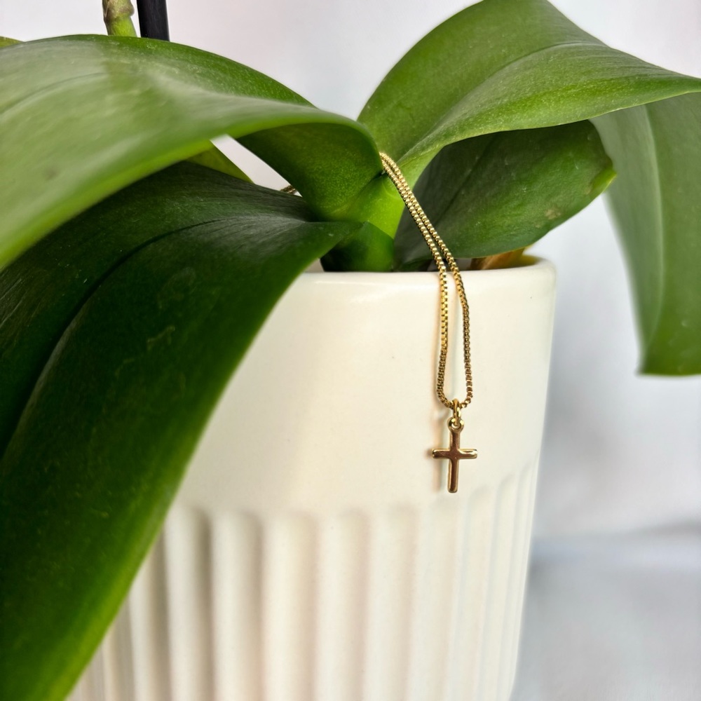 Dainty  18K GF Cross Necklace